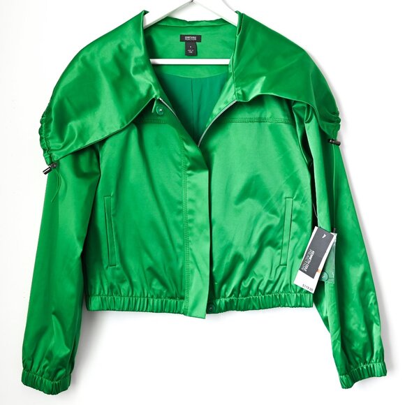 KENNETH COLE REACTION Kelly Green Lined Satin Look Jacket - NWT - Size Small - Picture 2 of 14